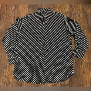 Hilfiger black &white stripped button down dress shirt Large 16 1/2 32-33